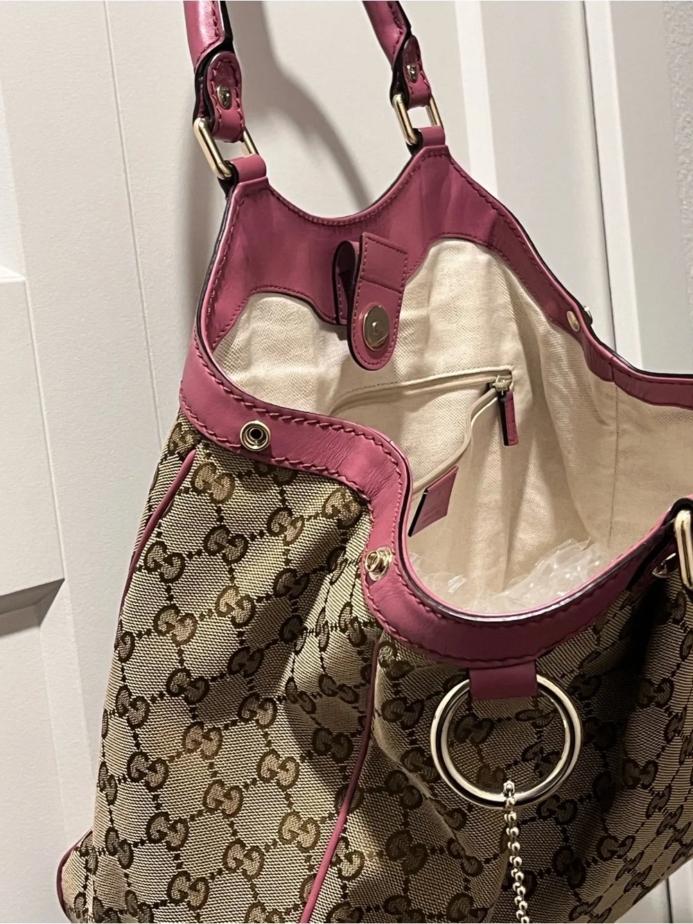 GUCCI SUKEY GG CANVAS/LEATHER TOTE